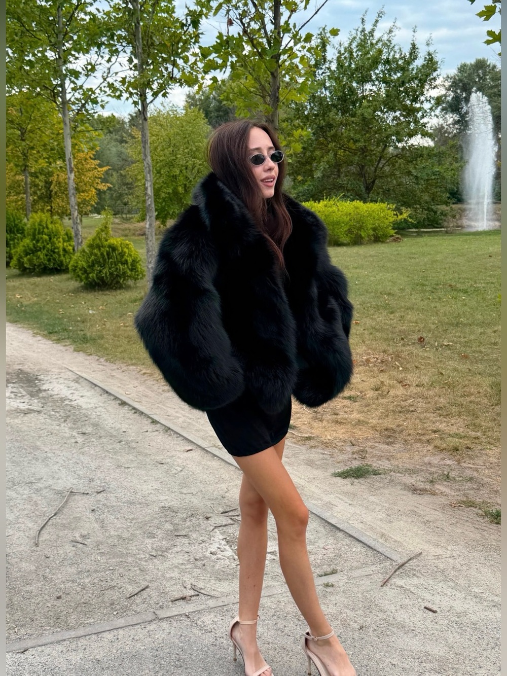 NWT Sobolini Luxury Black Fox Fur Coat (Size S) | Crafted with Saga Furs Pelts